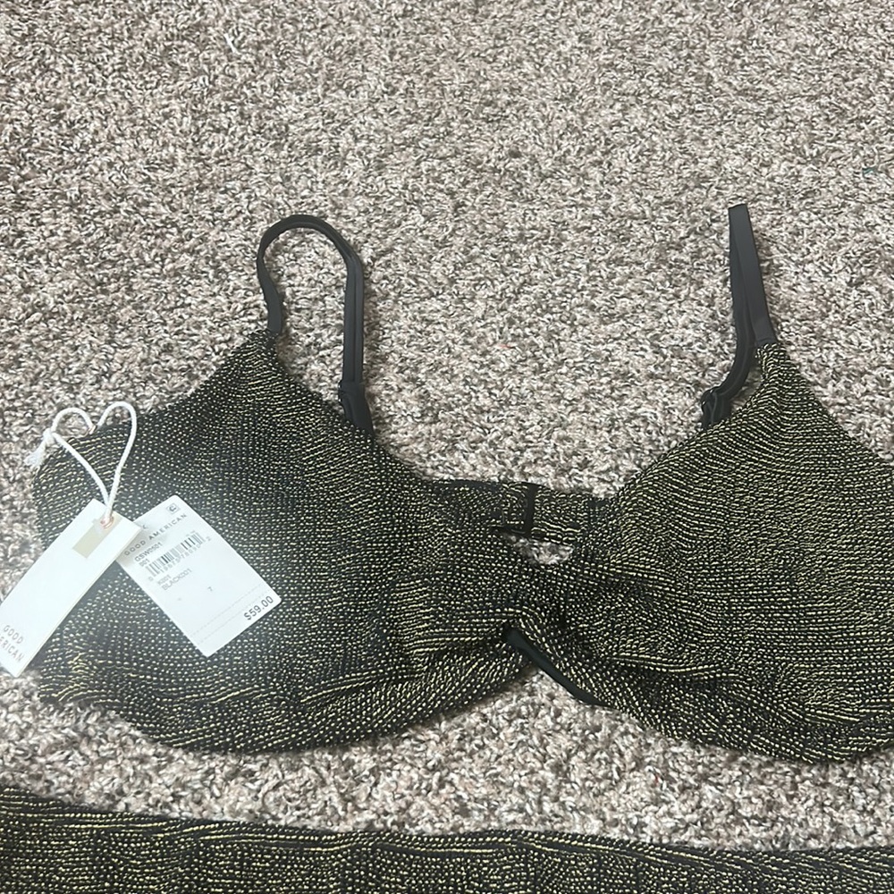 NWT Good American 2 Piece Black Gold Bikini Swim Set 7/8 (4XL-5XL) - Picture 4 of 9